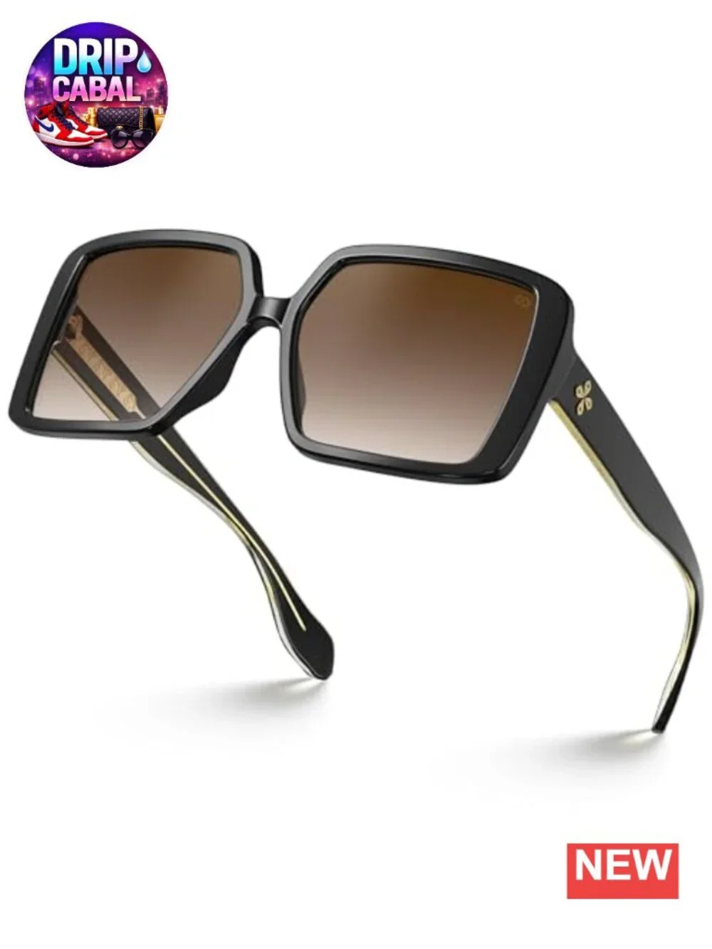 Oversized Square Sunglasses Women UV400 TR90 Retro Frame Driving Travel